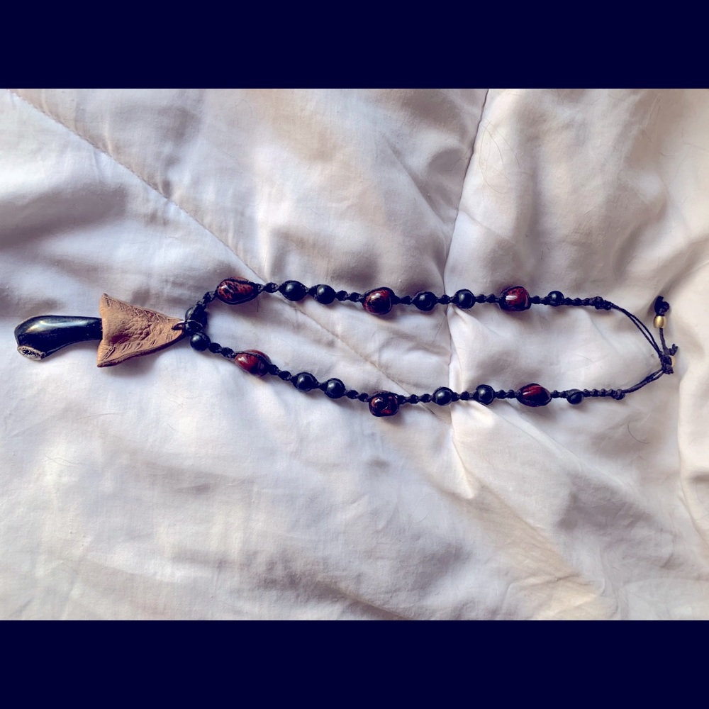 Wood and leather Mushroom necklace